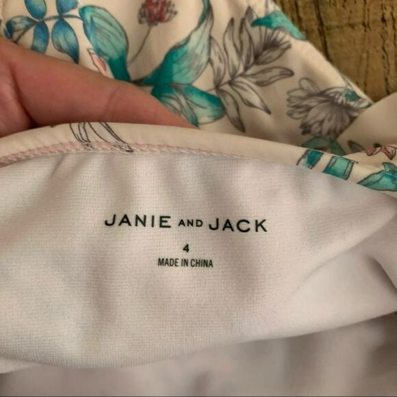 Janie And Jack Girl's Size 4 Floral Ruffle Two Piece Swimsuit - Picture 2 of 6
